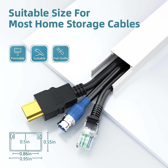 Delamu Cord Cover Kit, 157in Cable Cover Channel, Paintable Cord Concealer - Picture 4 of 11